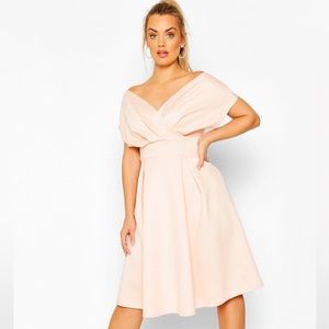 Plus Off The Shoulder Wrap Midi Dress